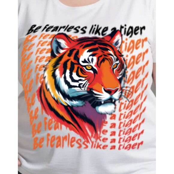Be Fearless Like a Tiger T-shirt Women's 3XL White & Orange Tigers Tee - Picture 1 of 2